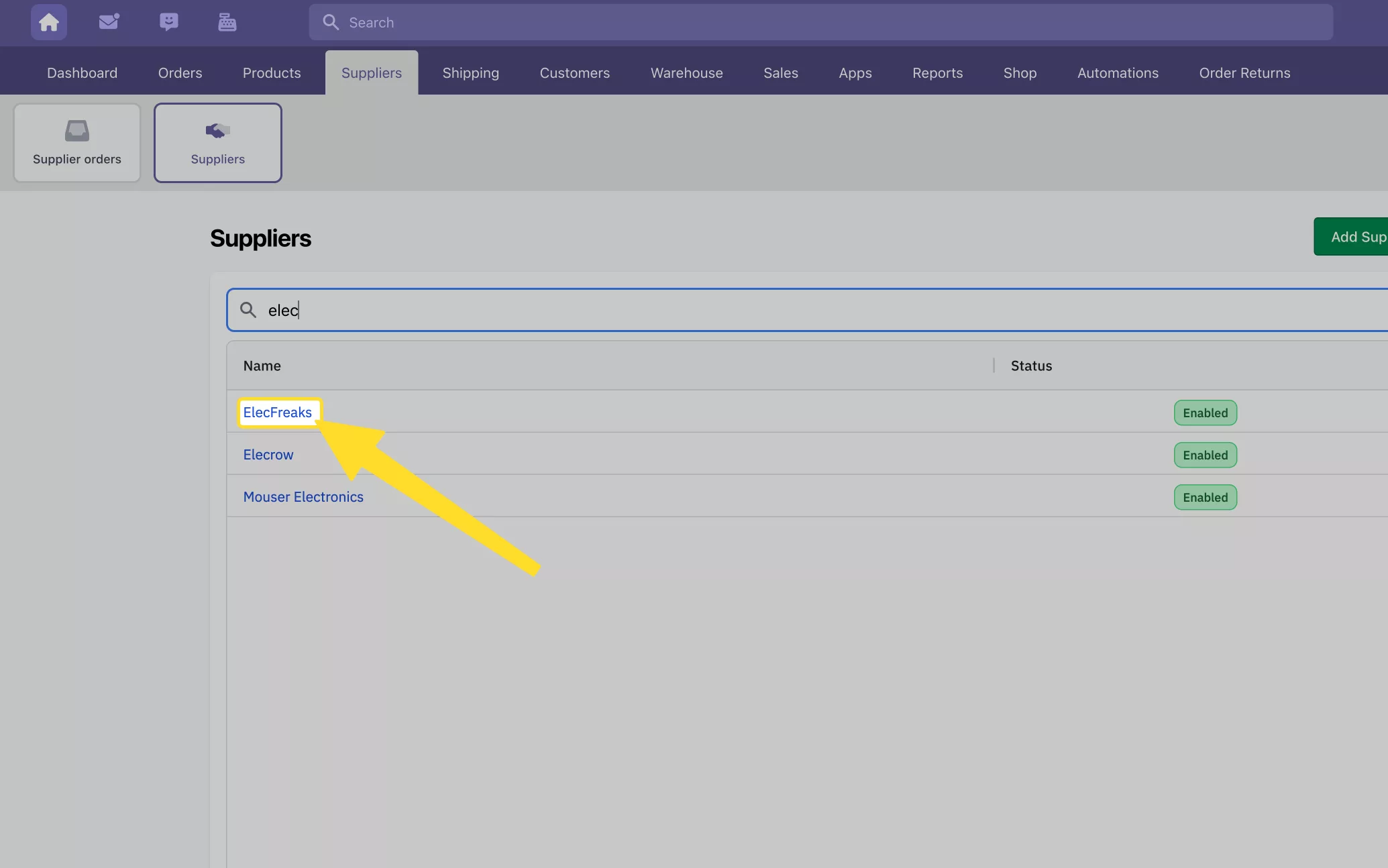 Click on the supplier from which you want to import products into Shopify