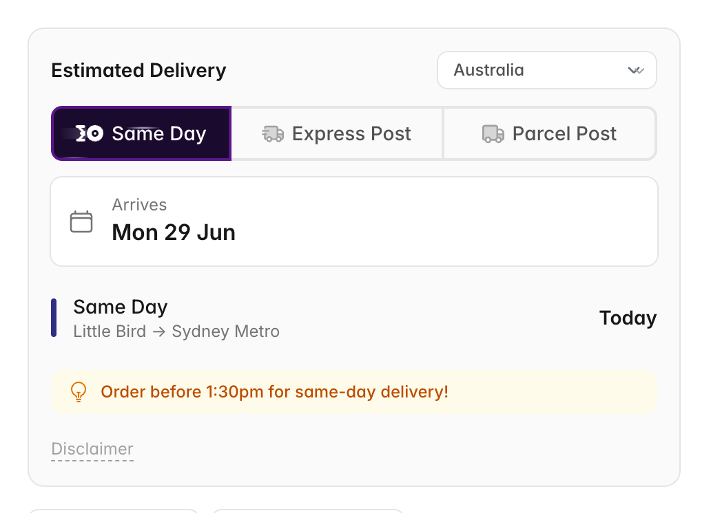 The Little Bird Electronics checkout showing the GoPeople same-day courier delivery option with a live rate.